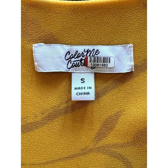 Color Me‎ Courtney Dress Womens Small Yellow Red Floral Print Eleanor Wrap Midi - Picture 11 of 12